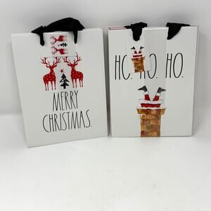 Rae Dunn Christmas Gift Bags With Tags Merry Christmas Ho Ho Ho 6 Total NEW